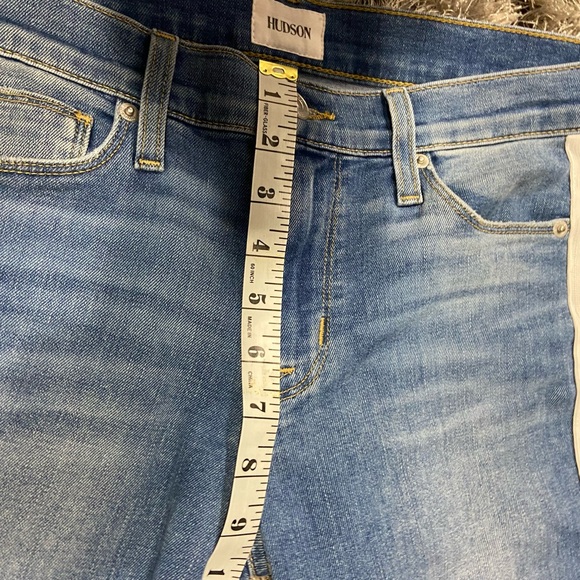Hudson women blue and white side stripe denim skinny jeans. Size 27. Used. - Picture 9 of 9
